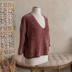 Women’s‎ Express Dusty Rose Crop Chenille Sweater size XXS